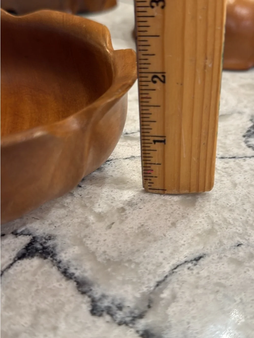 Vintage Monkey Pod Wood Bowls Set of 4 Handcrafted Philippines Scalloped